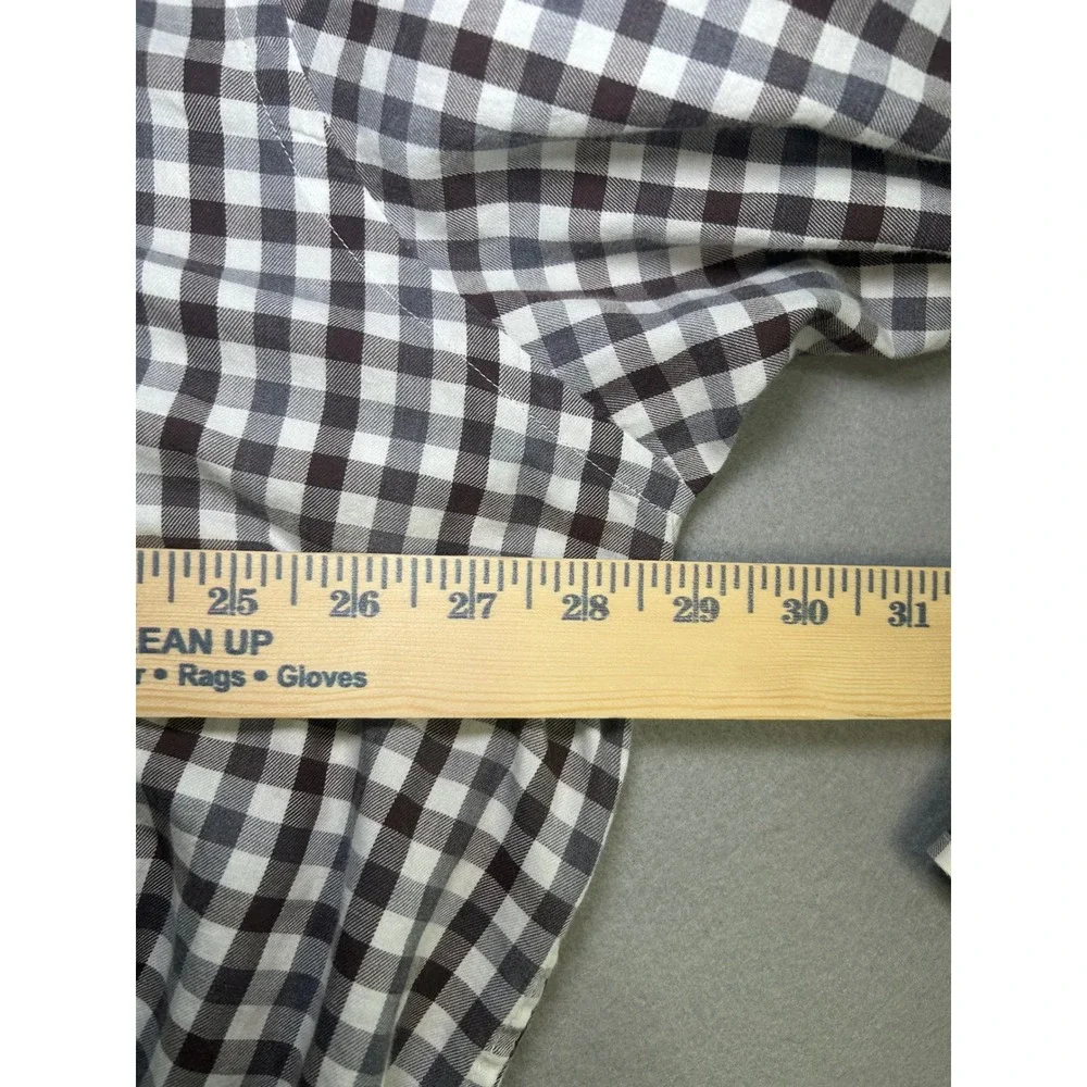 Peter Millar Button Down Shirt Mens XXL Brown Gingham Check Long Sleeve Cotton - Picture 3 of 5